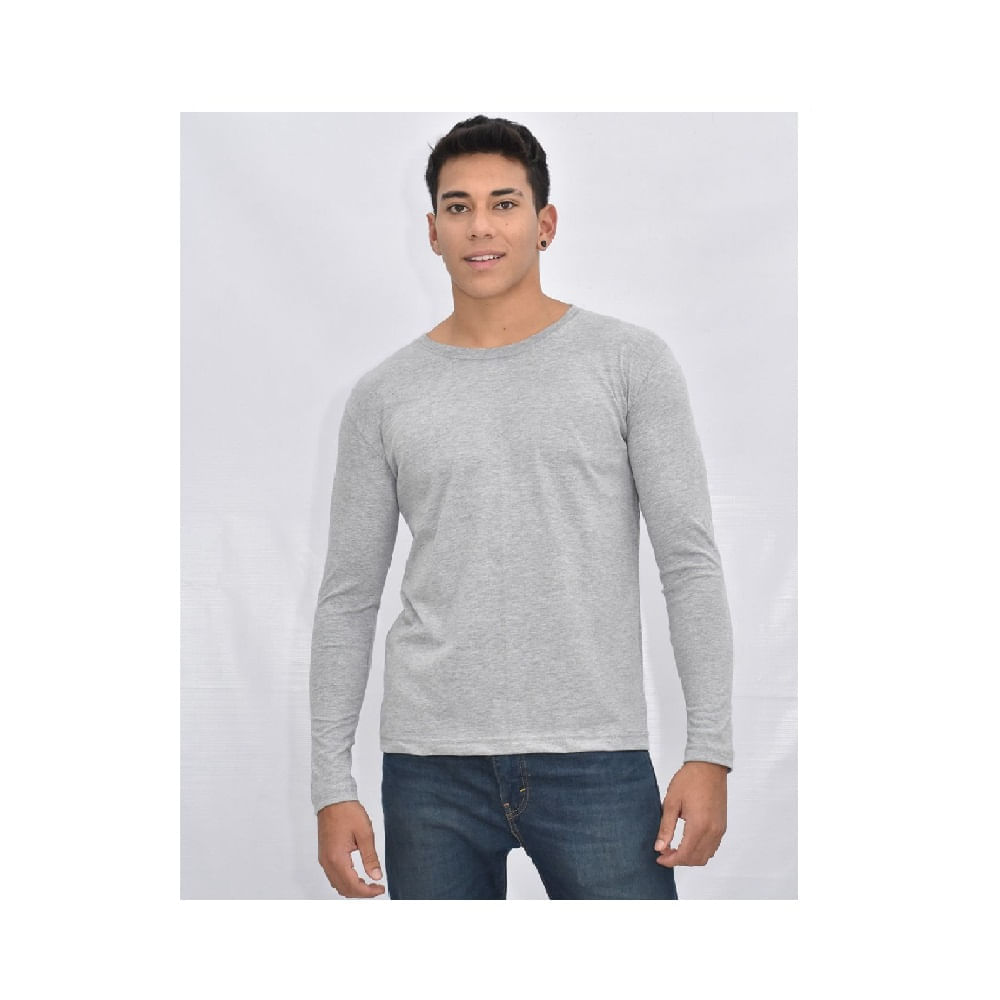 Polo Básico Manga Larga Gris para Hombre Talla L Oechsle