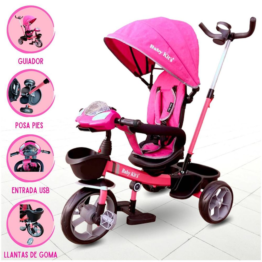 Triciclo Guiador Baby Kits Champion Pink | Oechsle - Oechsle