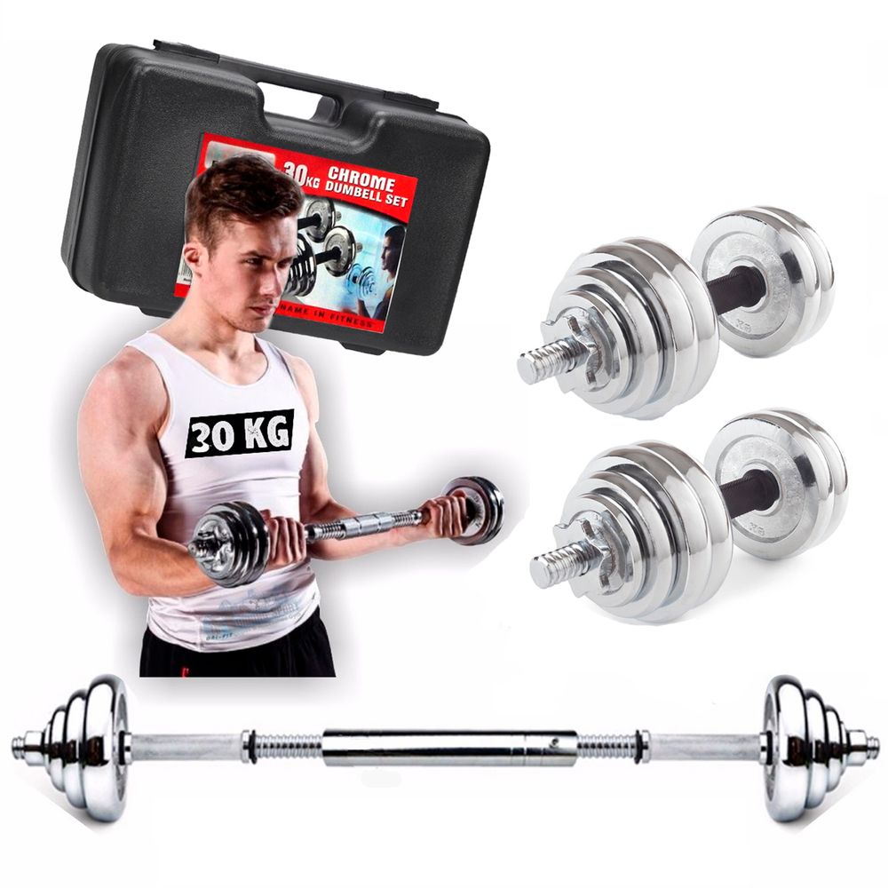 Mancuernas Cromadas Kit De Pesas 30 Kg 40 Kilos Set De Mancuernas