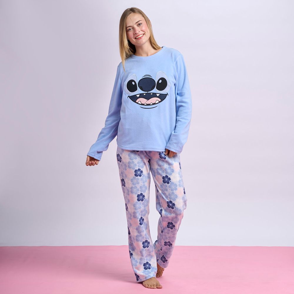 Pijama Mujer Stitch Disney Manga Larga Polar Oechsle
